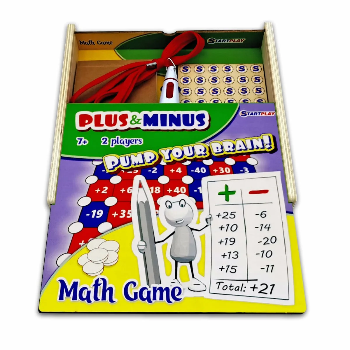 Math Board Game PLUS And MINUS / Wooden / Educational / For Children  2 Players / Convenient To Travel / STARTPLAY / 223349 /