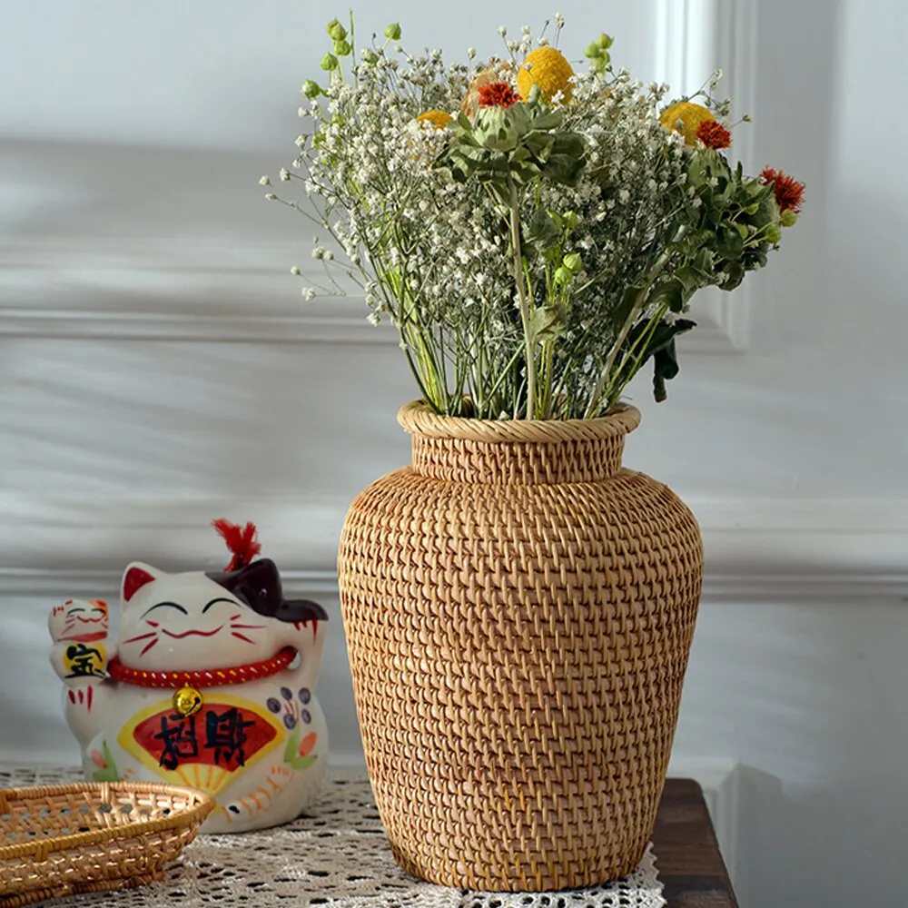 Simple Style Rattan Flower Vase Handmade Decorative Small Vase For Home Wholesales made in Vietnam