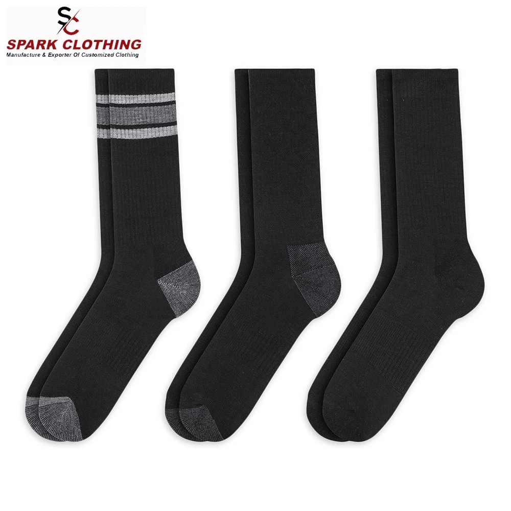 Black Plain Socks For Adults Cotton Custom Fabric Winter Season Wear Comfortable Socks Made in Pakistan