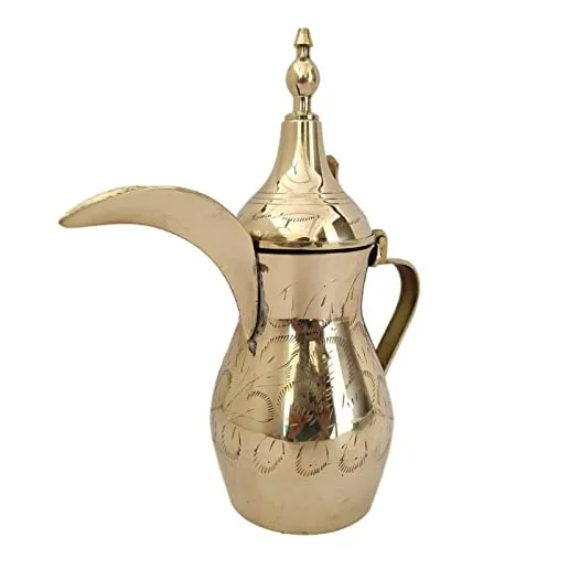 Arabic Coffee Dallah Sets Coffee Pot Cawa Cups Base Sets Long Spout Dallah Tea Pot Brass Metal Coffee Tea Pot Dallah