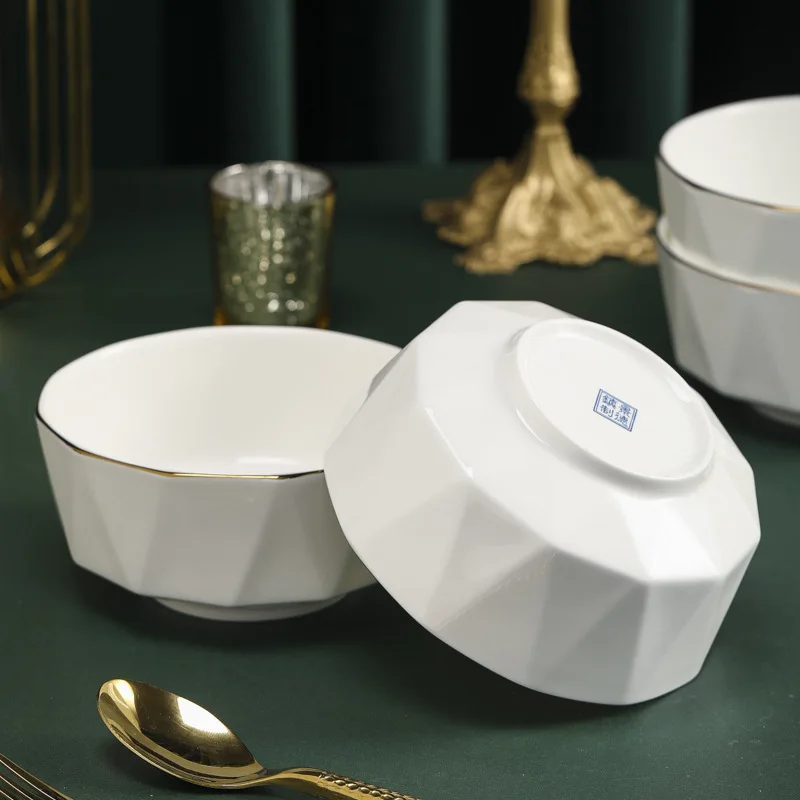 Gold Rim Bone China Porcelain Dinner Plate Dinnerware Sets Wholesale Luxury Ceramic Tableware set home porcelain dinner set