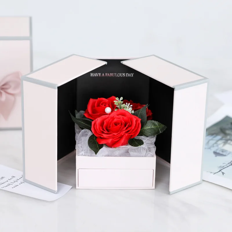 Wholesale Flower Boxes Gift Packing I Love U Flower Box For Valentines Surprise Bouquet Box With Drawer