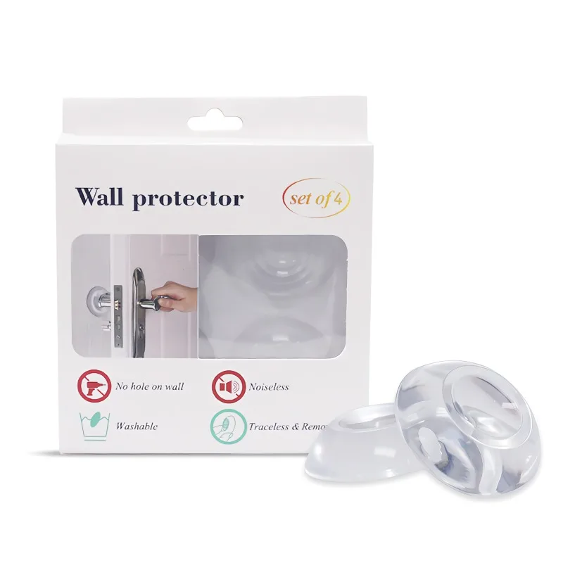 Eco-Friendly 50mm Clear Silicone PU Rrusable Door Bumpers Stoppers With Adhesive Wall Protector For Door Stop