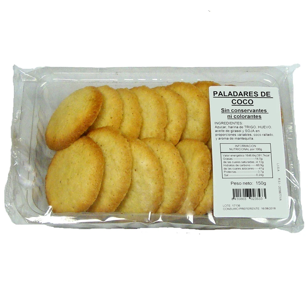 High quality coconut biscuit with round shape 150g for supermarket