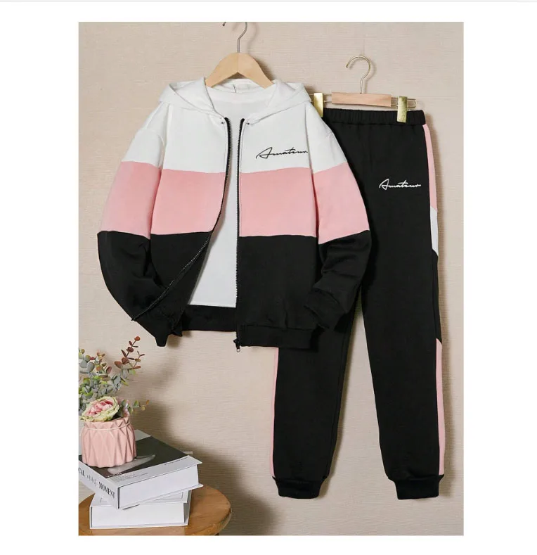 custom kids clothing sets wholesale printed plain black high quality  kids sweatsuit sets for boy