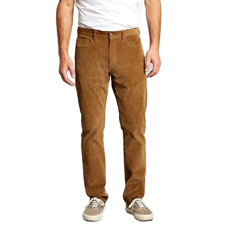Wholesale Trousers Custom Cotton Blend Corduroy Straight Plain Corduroy Casual Pants for Men