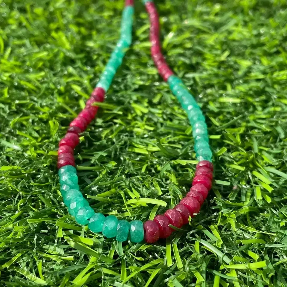 Natural Mozambiq Ruby and Zambian Emerald Loose Gemstone Faceted Beaded Beads Necklace Jewelry Handmade Beads Jewelry Jade