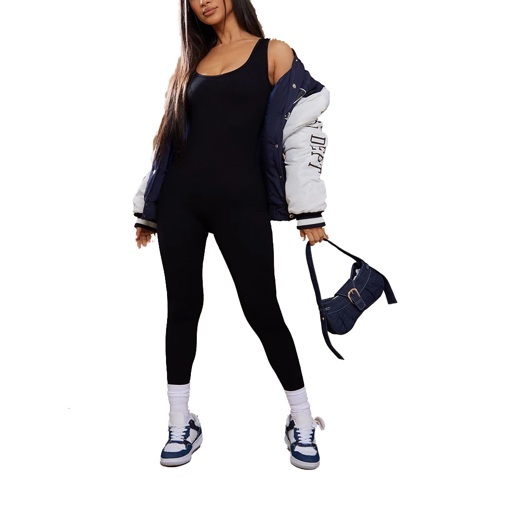 2024 Custom New Sexy Fitness Workout One Piece Zip Up Backless Bodycon Rompers Women One Pc Yoga Bodysuits Jumpsuits & Playsuits