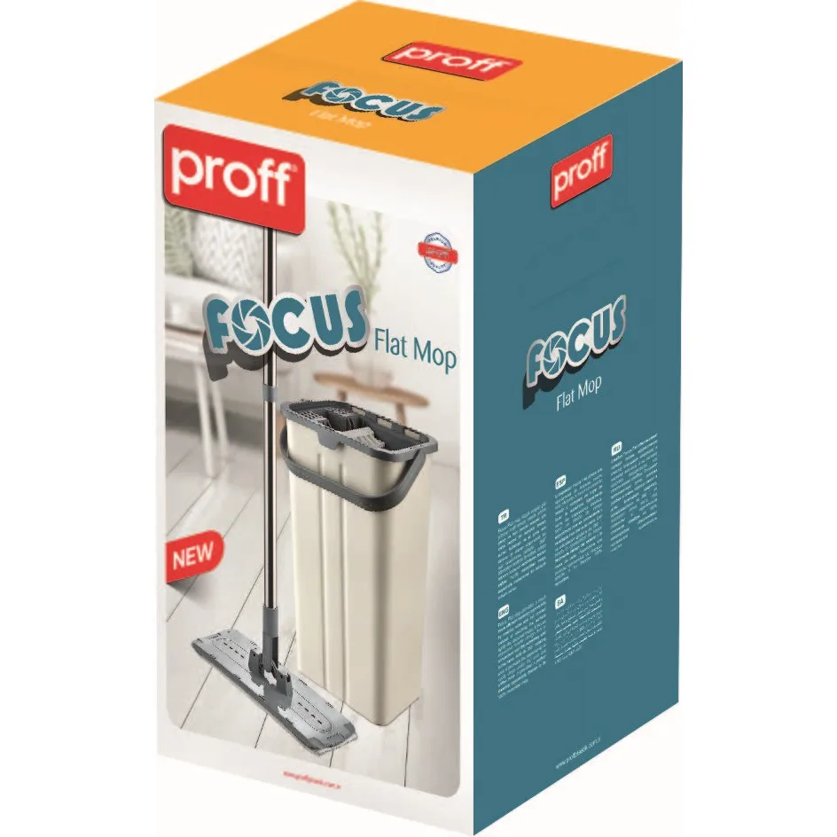 Flat Mop Set with Bucket Microfiber Dust Mop Refillable Easy Use Squeeze Household Cleaning Tools