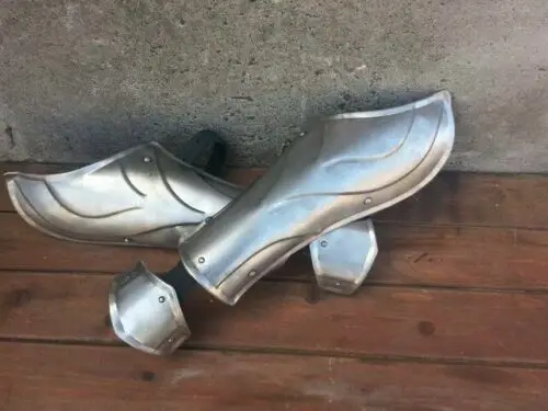 Medieval Steel Leg Guards & Arm Guard Armor Halloween Costume Silver armor Viking handmade antique vintage collectible item gif