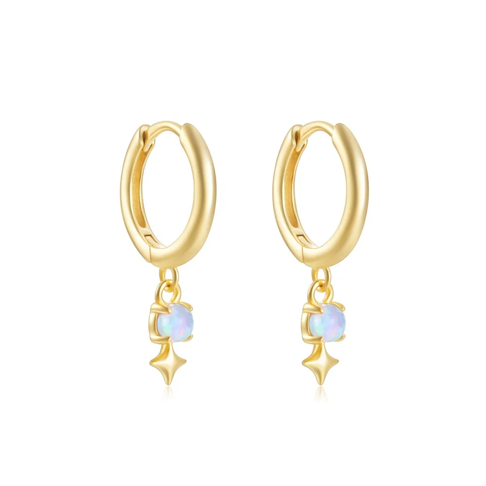 Canner Fine Jewelry New Design Opal Dangle Earrings 18k Gold Trendy 925 Sterling Silver Star Pendant Earring For Women