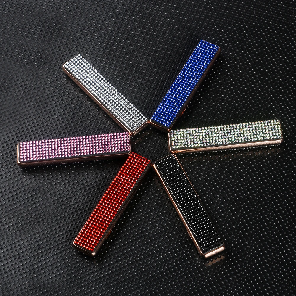 USB Port Blue Rhinestone Diamond Pink Diamond Electric Rechargeable Coil Type Cigarette Lighter