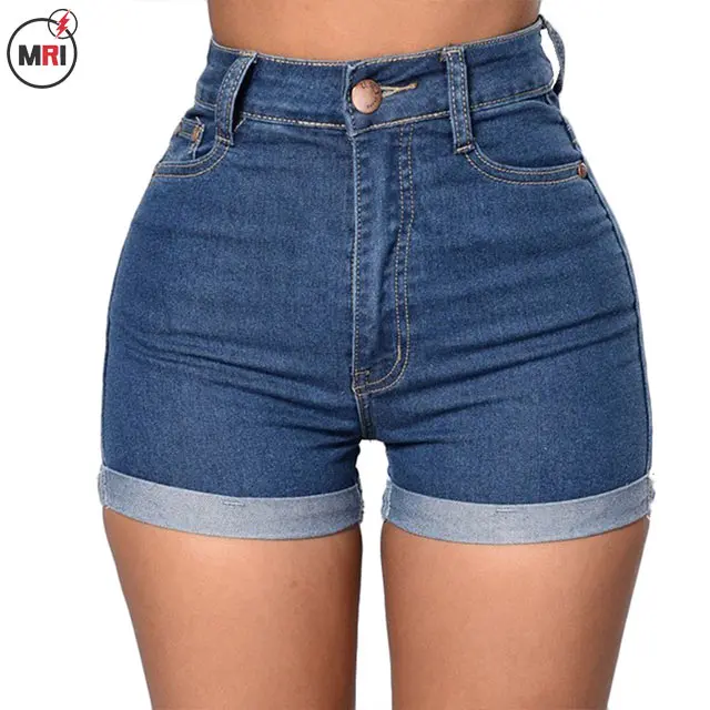 Fashion Comfortable Vintage Grey Denim Women High Waist Denim Shorts Jeans