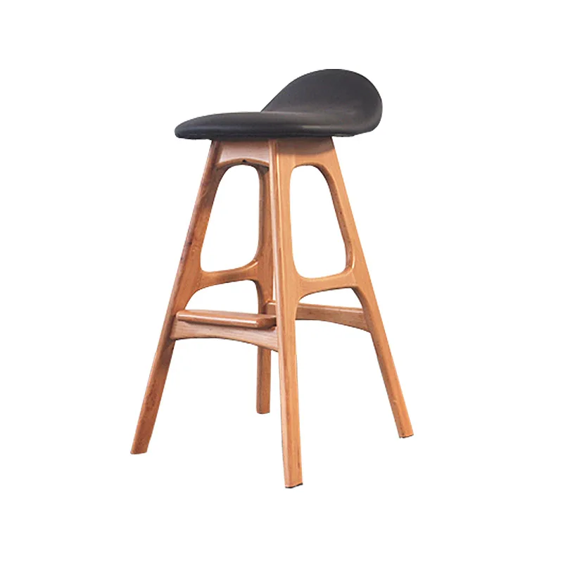 Custom luxury solid wood bar chair Nordic style home furniture bar stool with back stool simple modern upholstered bar chairs