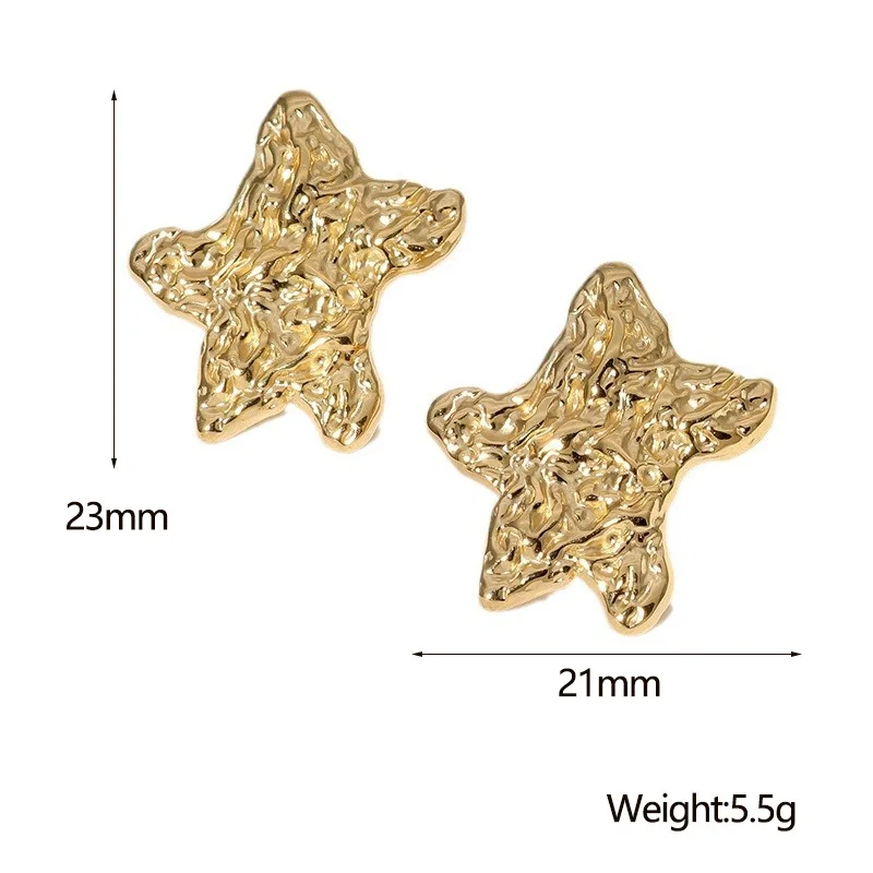Waterproof Fashion 18K Gold Plated Stainless Steel Texture Jewelry Tarnish Free Snake Shell Stud Earrings For Women