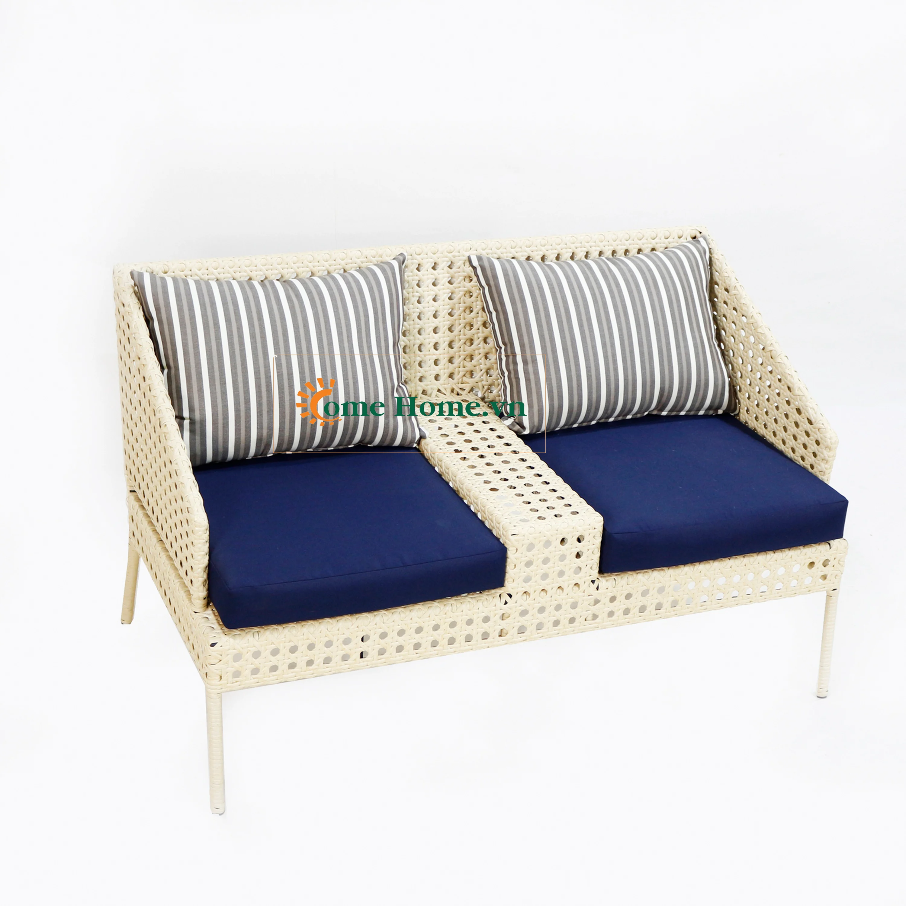 CH-Factory Comfortable Outdoor Double Armchair with Cushions for Garden Furniture Use