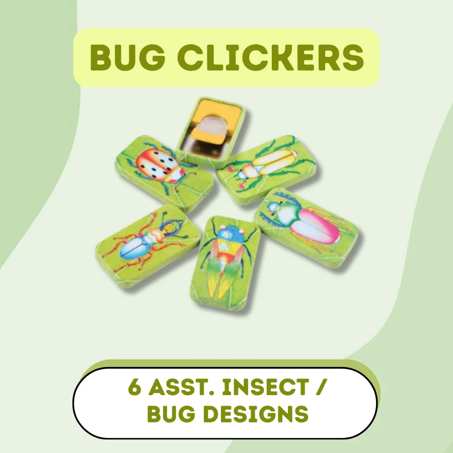 Bug Clickers with 6 Assorted Designs | Packed 12pc per Pack | Pet Bug Clicker