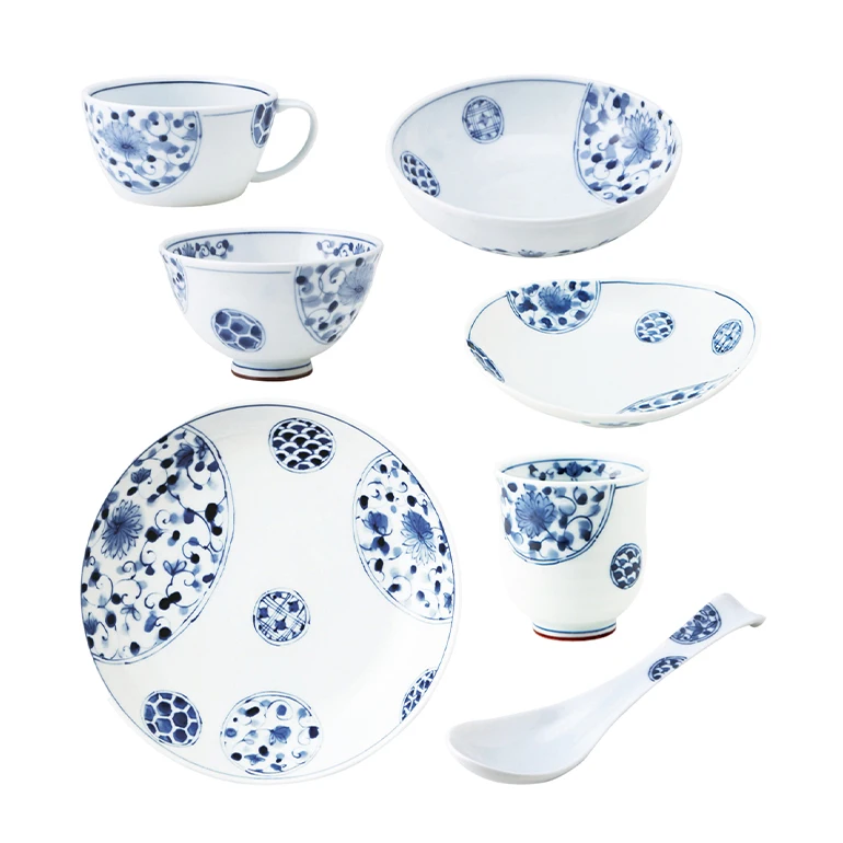 Nice Quality Super Class Hana Imari Thin Lightweight 24 Shapes Plate Dinnerware Sets Luxury