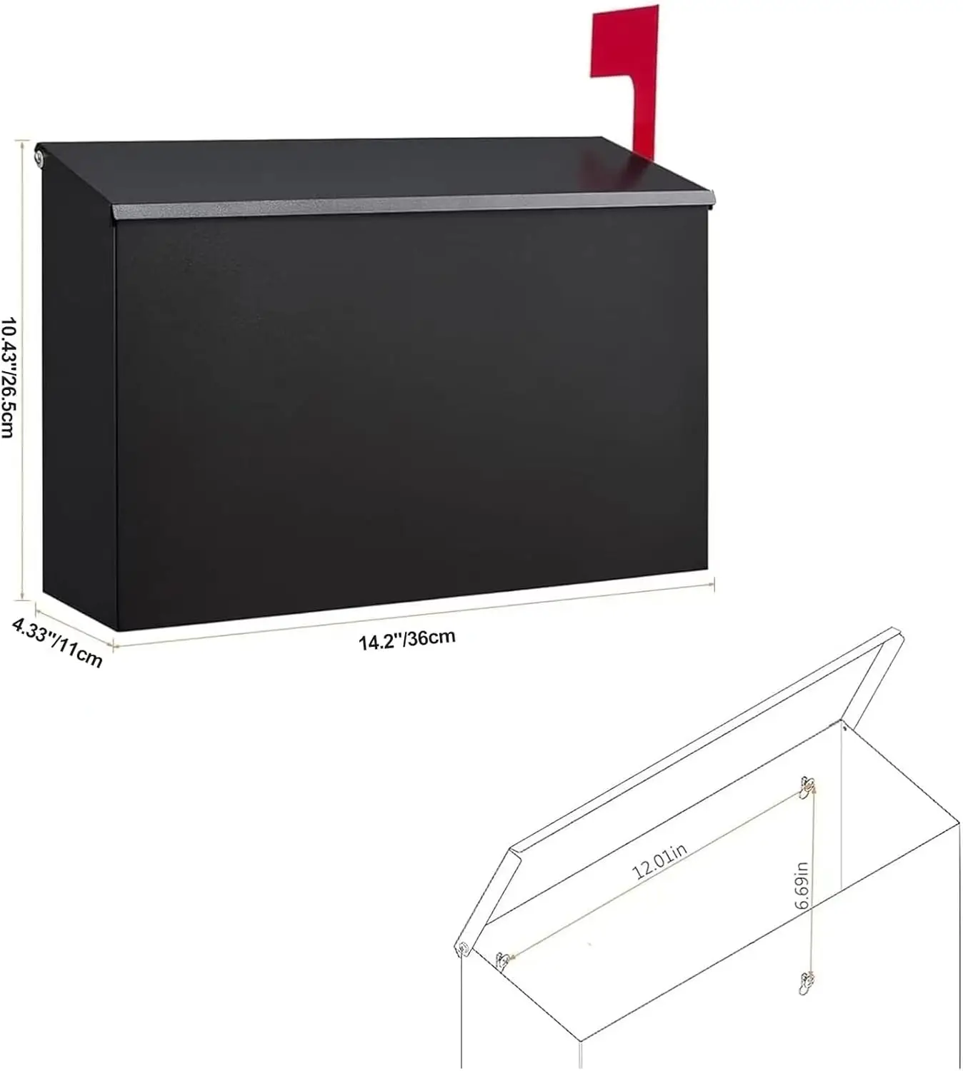 Customized Wall-Mounted Medium Size Mailbox Galvanized Steel American Style Extra Security Lockable Flag Decoration OEM ODM