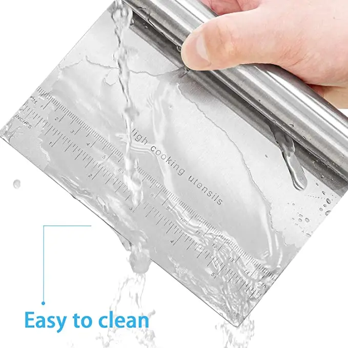 Stainless Steel Dough Scraper Pastry Pizza Cutter Chopper with Measuring Scale