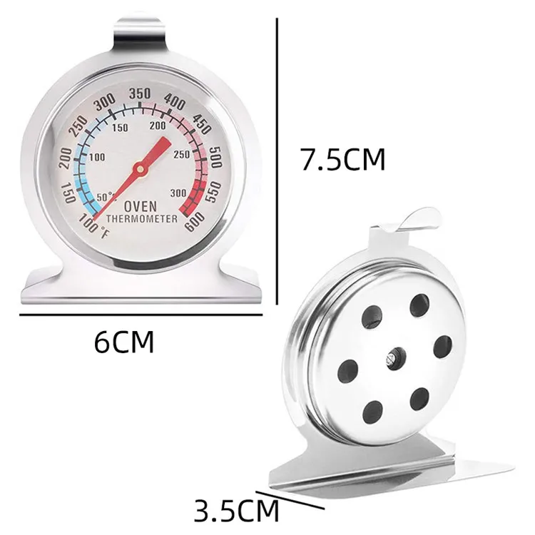 Home  oven Thermometer Kitchen Hanging Hook Panel Base Stainless Steel Dial Bimetal Fridge Freezer Refrigerator Thermometer