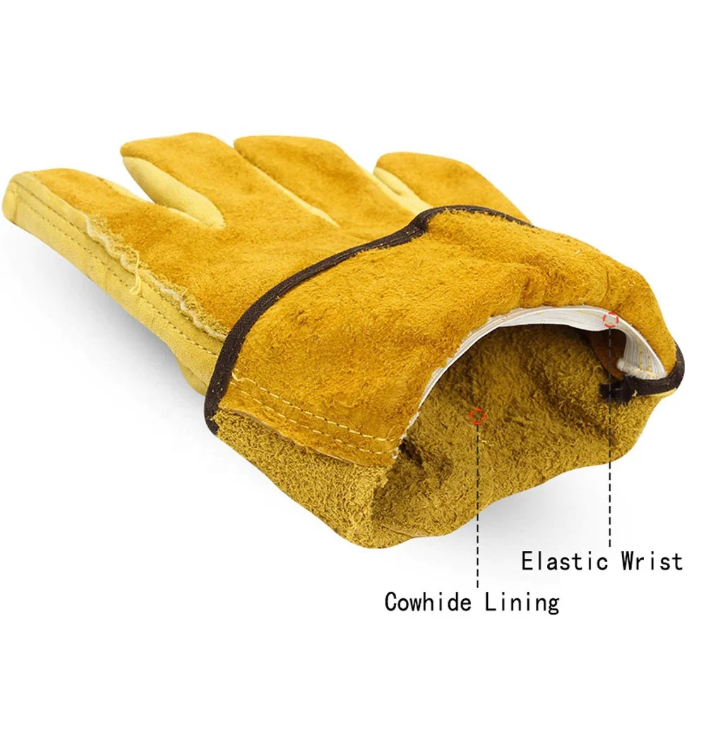 Men Work Gloves Soft Cowhide Driver Hunting Driving Farm Garden Welding Security Protection Safety Workers Mechanic Glove