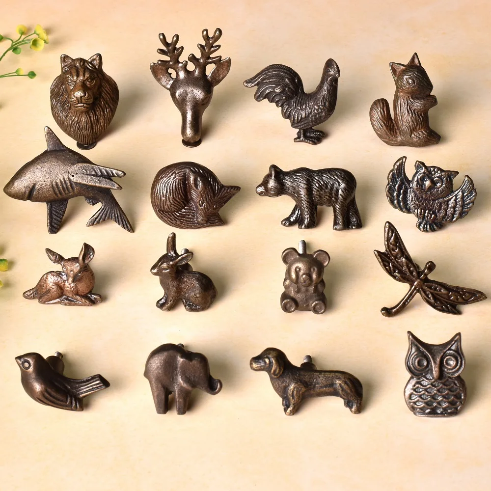 Wholesale Handmade Iron Antique Baby Dear Drawer Knobs Dresser Cabinet Door Handles Cupboard Pulls India MK-253 New Design