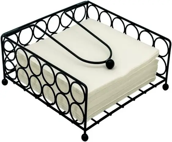 Top Selling Rustic Tissue Holder Stand Modern Nordic Home Decor with Wood Base and Metal Storage Wedding Tabletop Box Packed