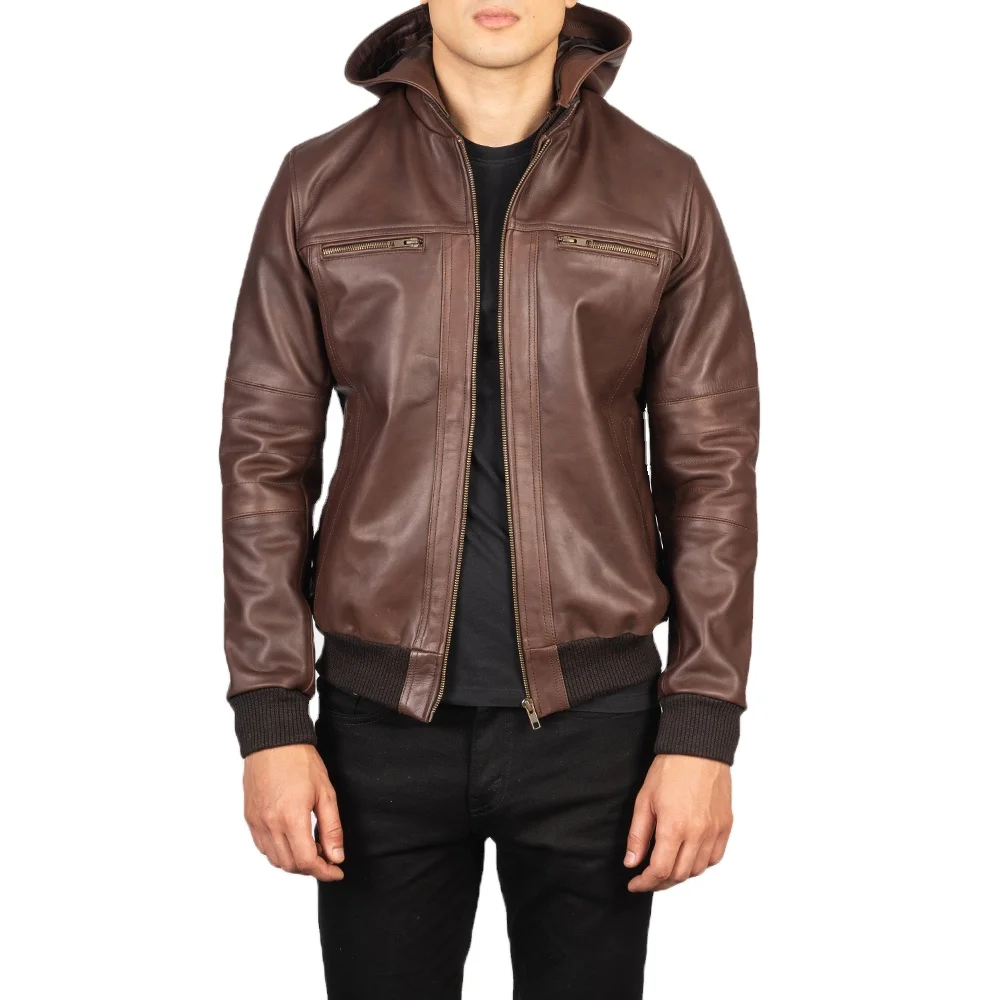 New Fashion Distressed Vintage Leather Jacket Men Genuine Lambskin Mens Leather Jacket