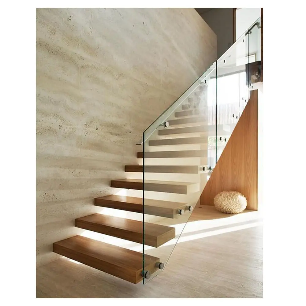 Prima High Perfect Quality Staircase Handrails Floating Exquisite Concise Fabulous Floating Staircase with Led Lights