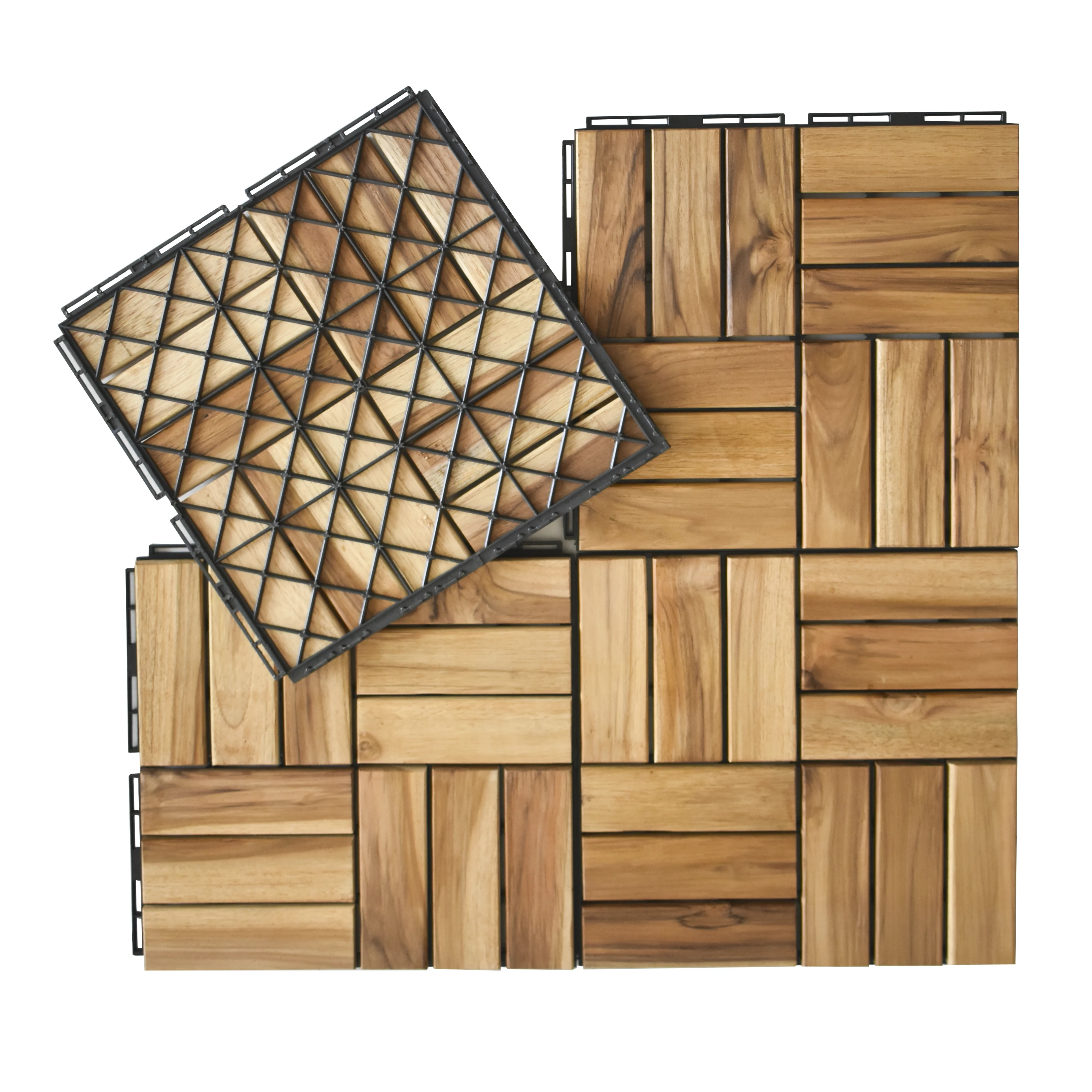 Modern ACacia Wood Deck Tiles from Vietnam Factory Smooth Interlocking Tiles Outdoor Spaces Convenient Tomized Packing Option