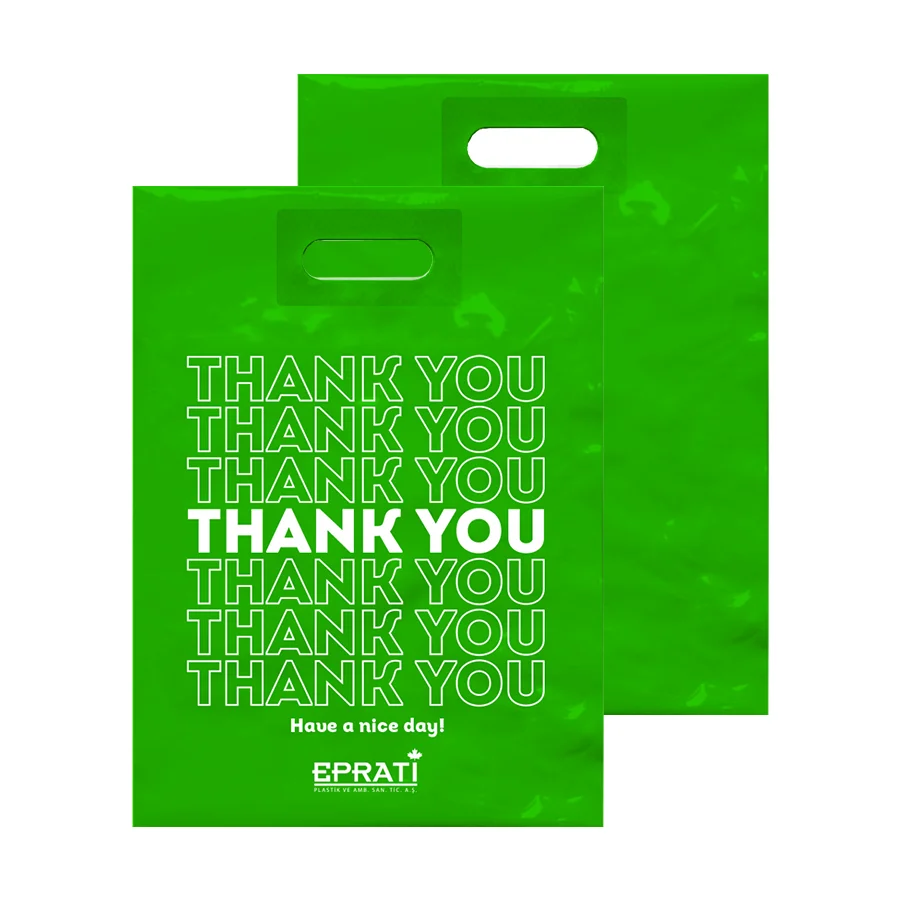 Disposable Eco-Friendly MDPE Reinforced Die Cut Plastic Handle Bag For Shopping from Turkey