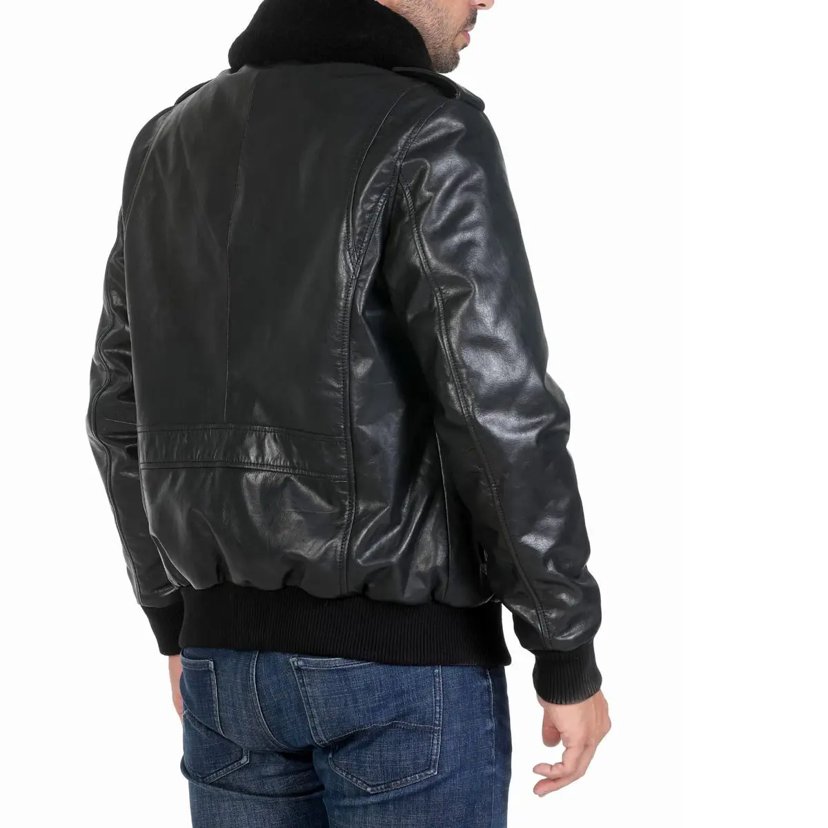 Design Your Own Leather Fashion High Quality Men Leather Jacket in Best Price Shoulder Strap Pakistan Leather bomber Jacket