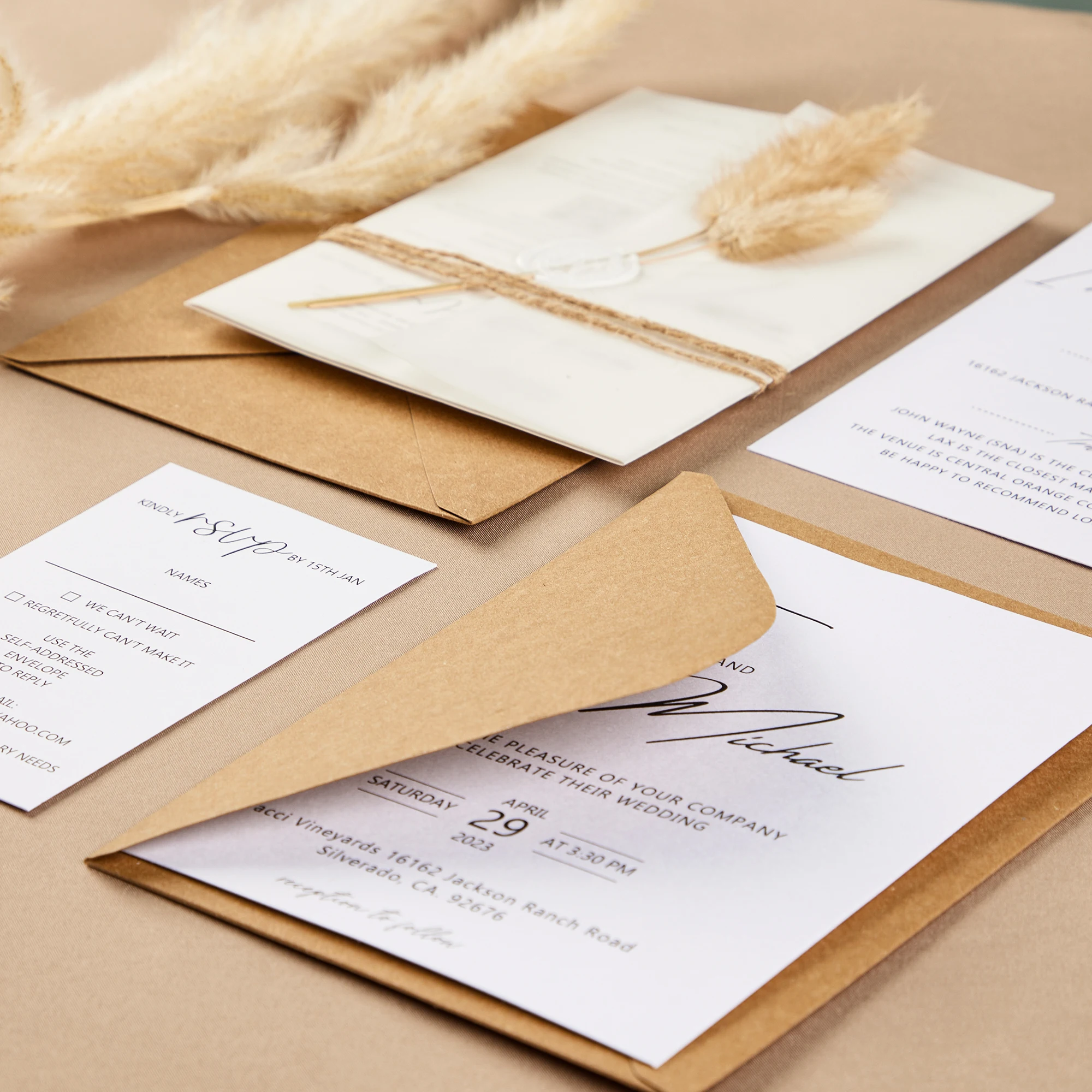 Luxury Modern Vellum Envelope for Wedding Invitation Bunny Tails Wedding Invitation Samples Wedding Invitation Card