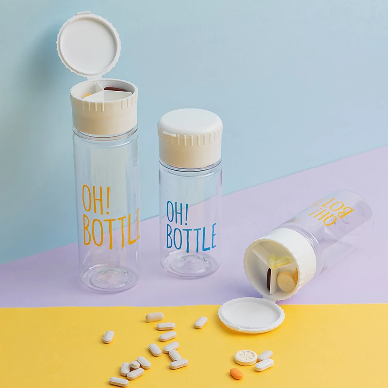 Tritan Water Bottle with Pill case Lid 350ml 500ml 700ml made in Korea - Custom logo printing
