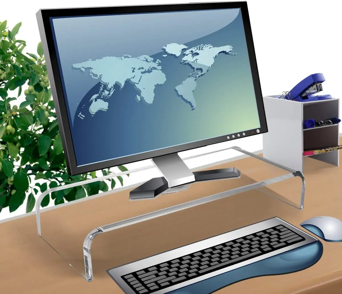 Прозрачная акриловая подставка для ноутбука домашнего использования стойка-органайзер клавиатуры