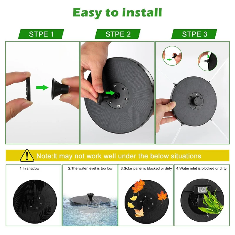 7 Nozzles 5.5W Landscape Large Solar Panel Water Submersible Bird Bath Fountains Upgraded Garden Pump With LED Lights Outdoor