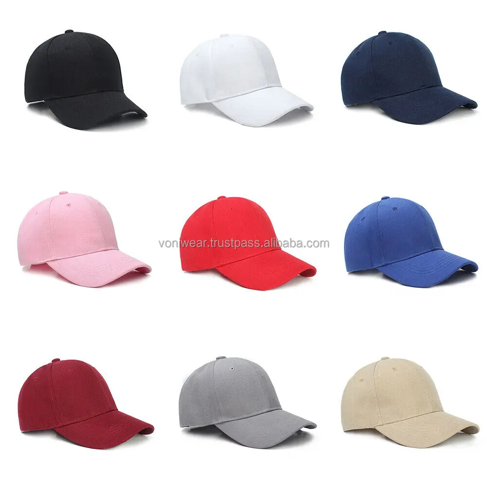 Unisex Baseball Cap Blank Curved Plain Visor Solid Colour Hats Adjustable Custom Design High Quality Unsex Snapback Caps