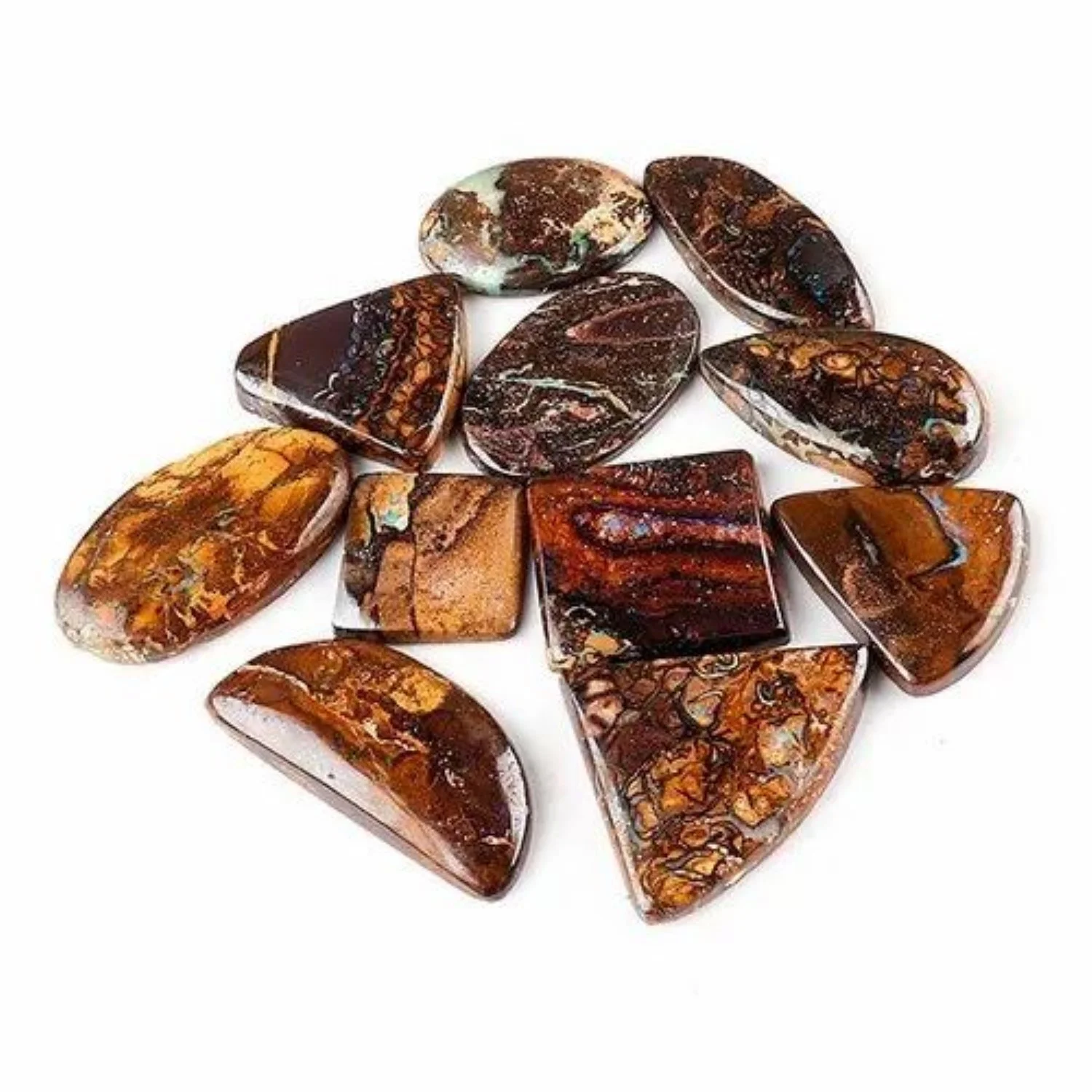 Wholesale Natural Polished Mix Brown Boulder Opal Gemstone Plain Cabochon Loose Gemstone Lot Mix Shape Size For Jewelry Making