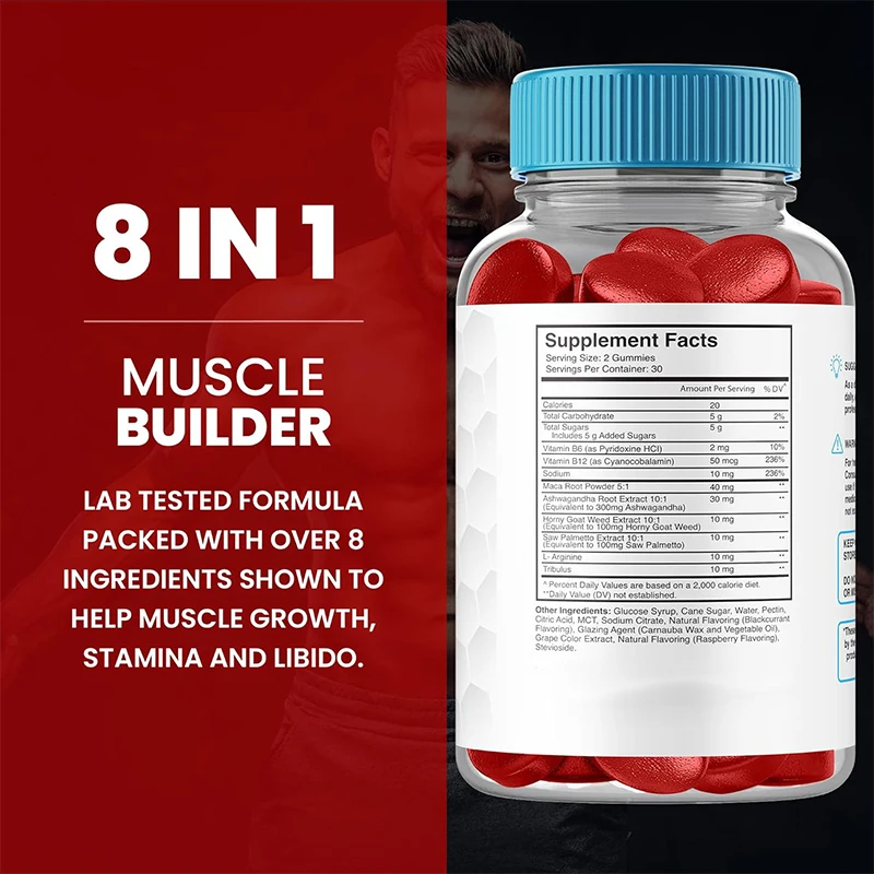 Private Label Horny Goat Weed Gummies High-Potency Energy Boost Vitamins for Men for Middle-Aged and Elderly