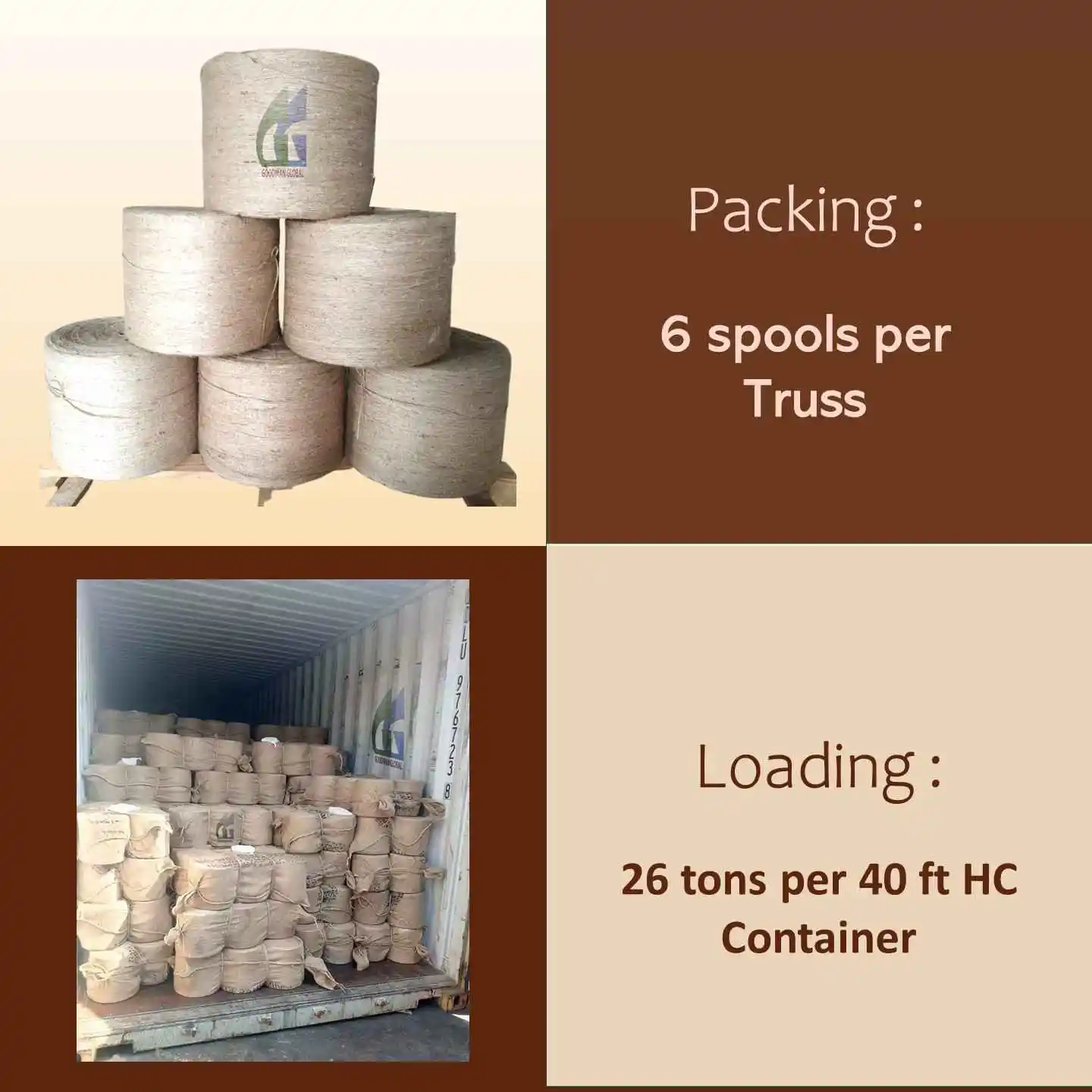 28 Lbs Single Ply Sacking Quality Jute Yarn 100% Tossa Yute 10 kg Spools Manufacturer Wholesale Goodman Global Bangladesh