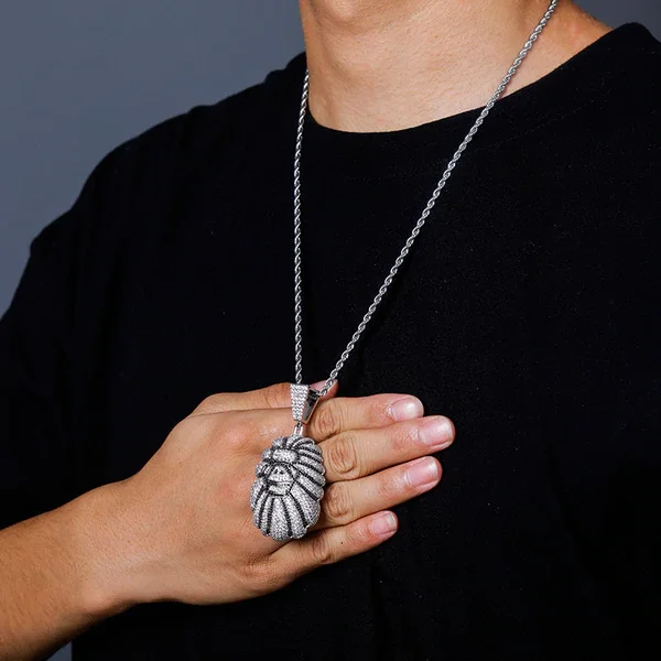 Iced Out Monkey Head Shape Hip Hop Certified Gold Pendant Curb Chain Necklace Jewelry Gift For Your Boyfriend & Friend