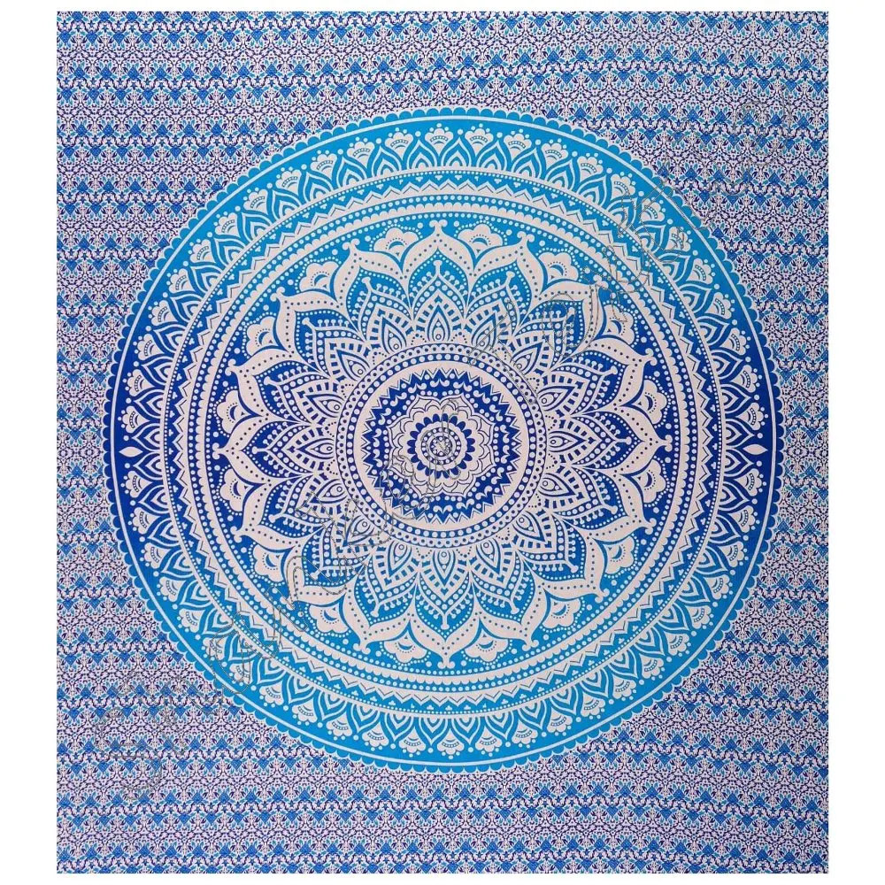 100% Cotton Peacock Mandala Tapestry Cotton Ombre Mandala Tapestry Wall Hanging Indian Hippie Dorm Tapestries Bedspread Ethnic
