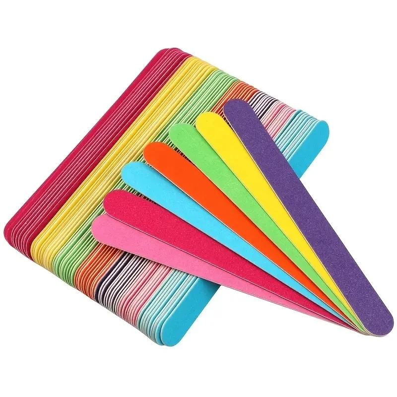 Professional Double- Sided Wooden Nail File With Strong Sandpaper for Manicure and Polishing