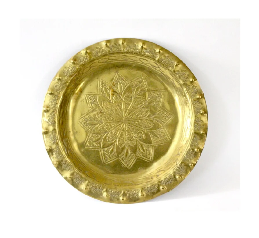 Antique royal look Brass Charger Plate Table decoration clear charger plates dishes plate with Gold brass polished for sale