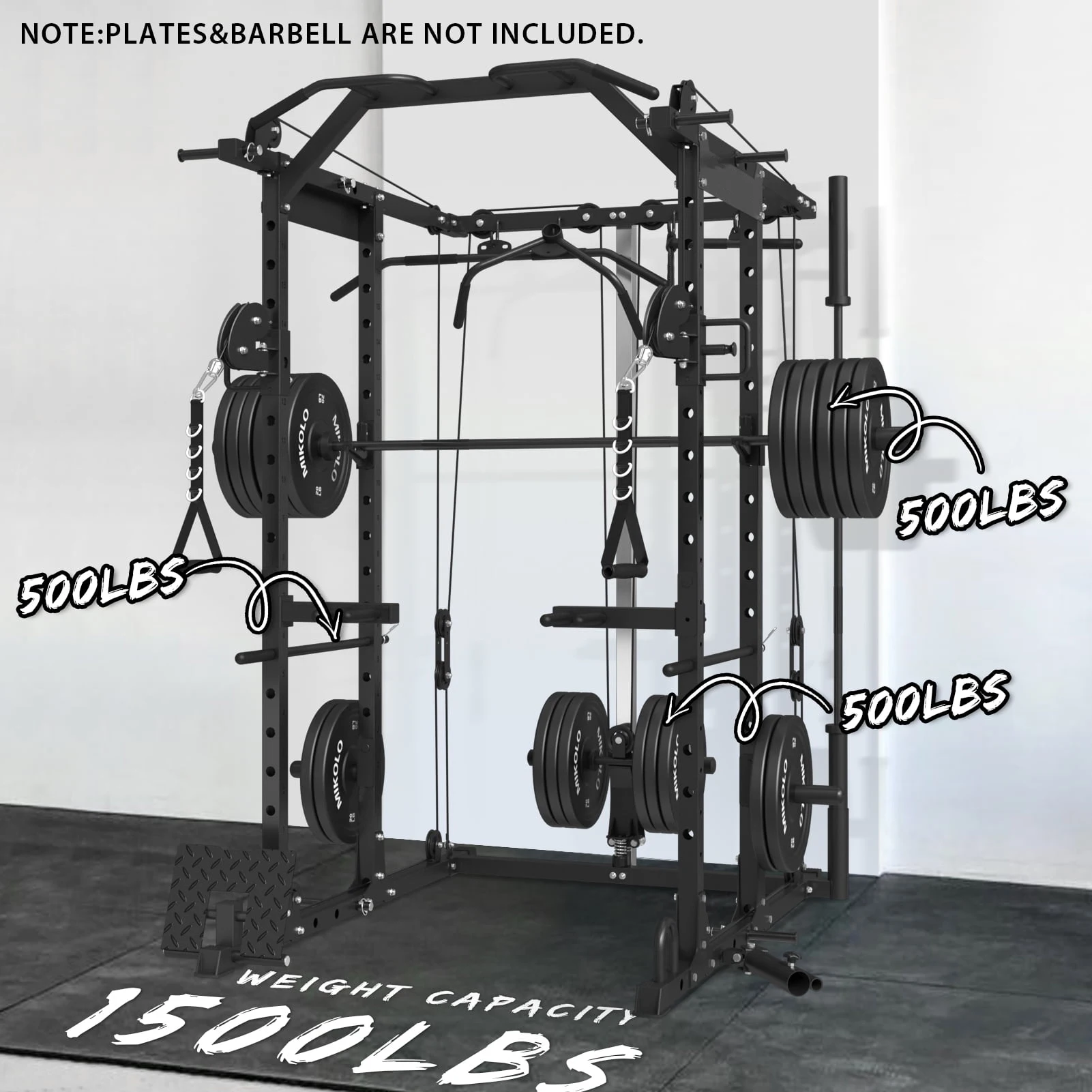 Gym multifunctional strength equipment fitness power rack with cable crossover machine