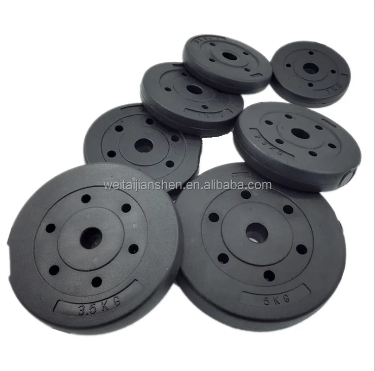 YES OR NO New Listing Straight Form plastic Fitness Equipment Gym 10KG cement Environmental protection Barbell plates