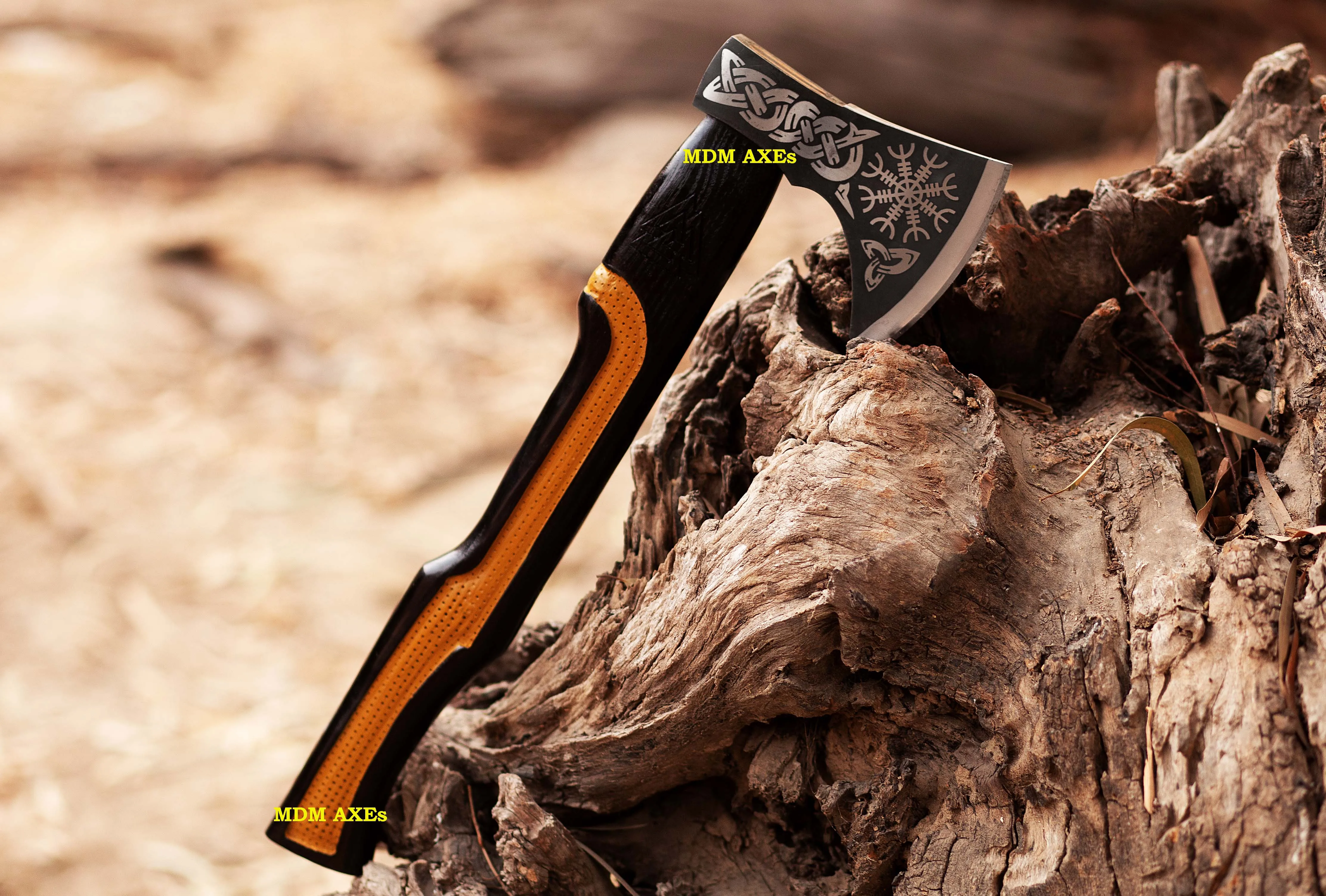 New Custom Carbon Steel Bearded Viking Bushcraft Outdoor Tool Survival Wood Working Axe, Ash Wood Handle With Leather Case