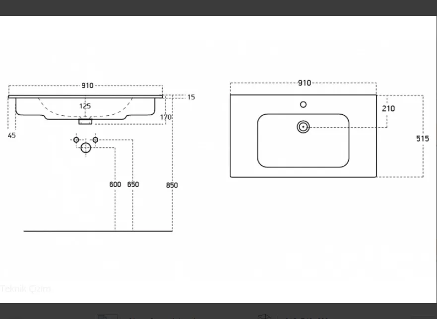 FURNITURE COMPATIBLE RECTANGULAR CERAMIC WASHBASIN TOP COUNTER BATHROOM SINK from TURKISH Manufacturer Producer