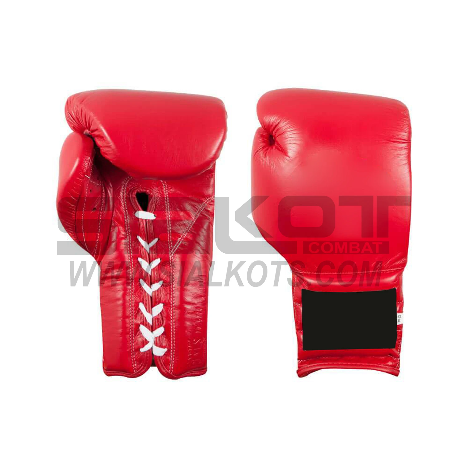 Factory Custom Professional Lace Black Leather Red Color Weight Material Boxing Gloves